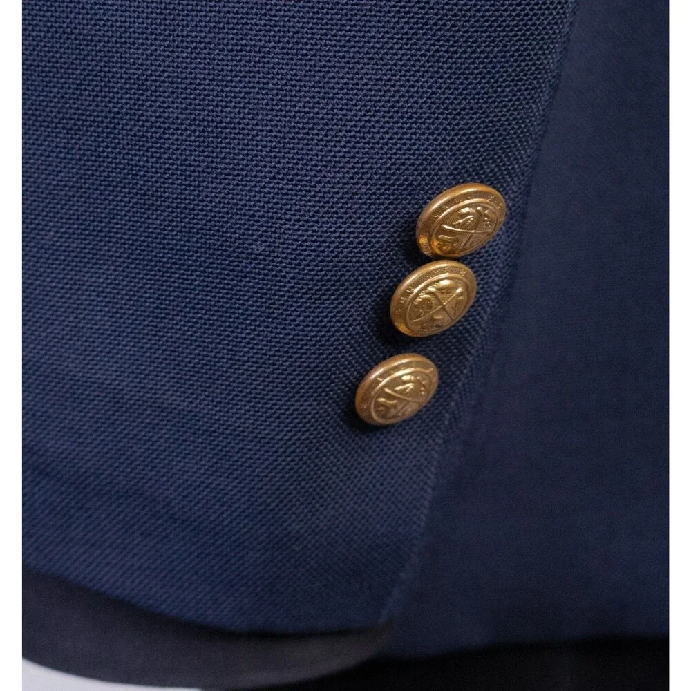 VTG Gant Blazer Sport Coat Sz 38R Navy Blue Gold 2-Buttons Jacket